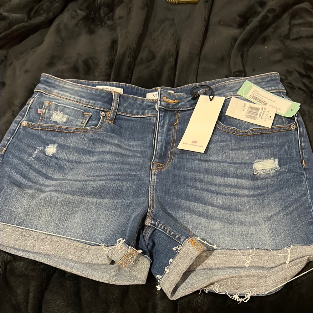 NWT Vigoss Pixie Light Blue Distressed Cuff Shorts